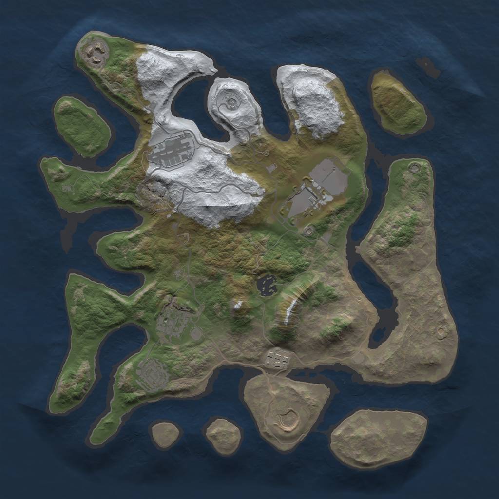 Rust Map: Barren, Size: 3500, Seed: 900589, 11 Monuments