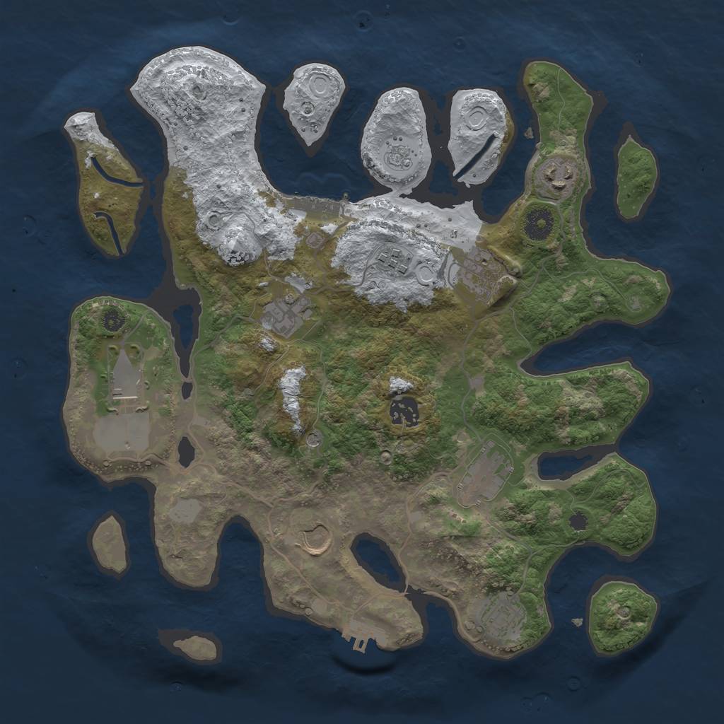 Rust Map: Procedural Map, Size: 3500, Seed: 787228, 18 Monuments