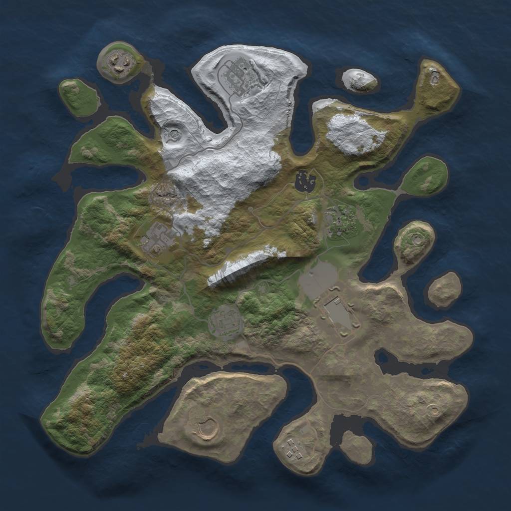Rust Map: Barren, Size: 3500, Seed: 1886091, 12 Monuments