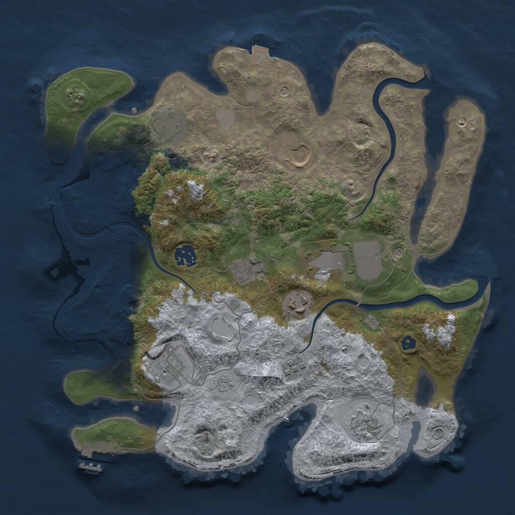 Rust Map: Procedural Map, Size: 3500, Seed: 1532601, 14 Monuments