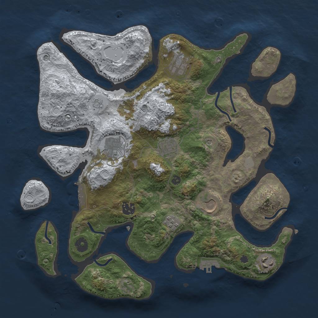 Rust Map: Procedural Map, Size: 3500, Seed: 4046461, 16 Monuments