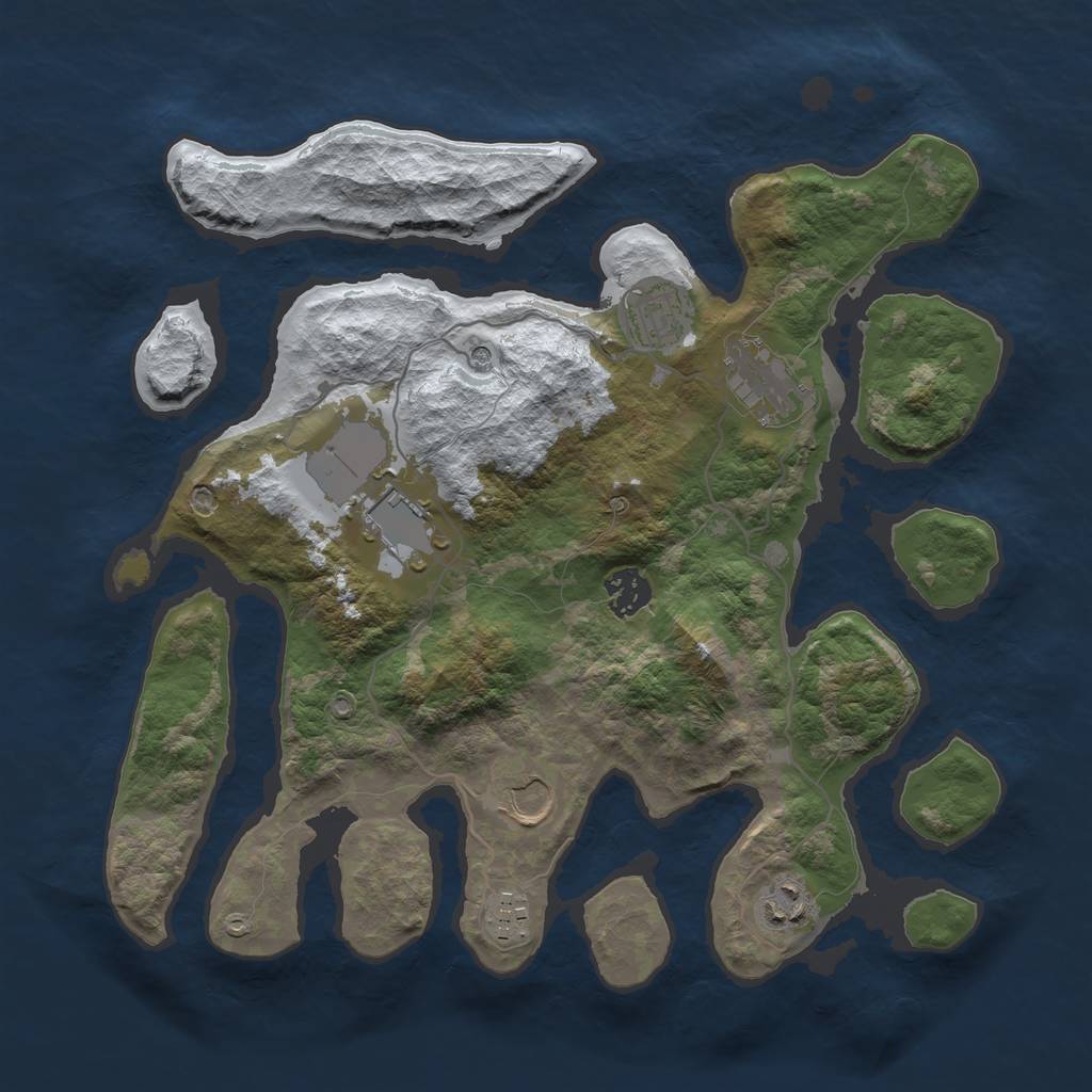 Rust Map: Barren, Size: 3500, Seed: 6325232, 10 Monuments