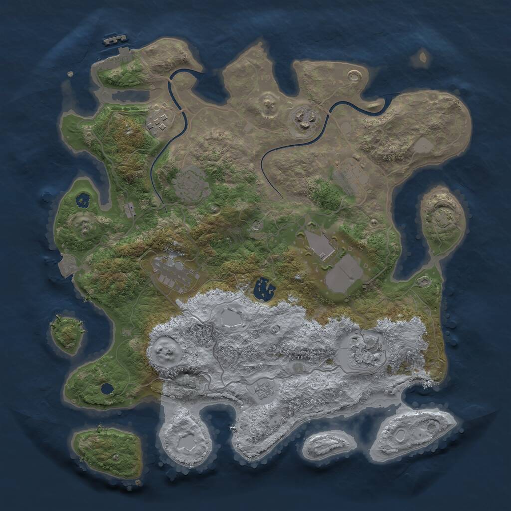 Rust Map: Procedural Map, Size: 3500, Seed: 312455, 13 Monuments