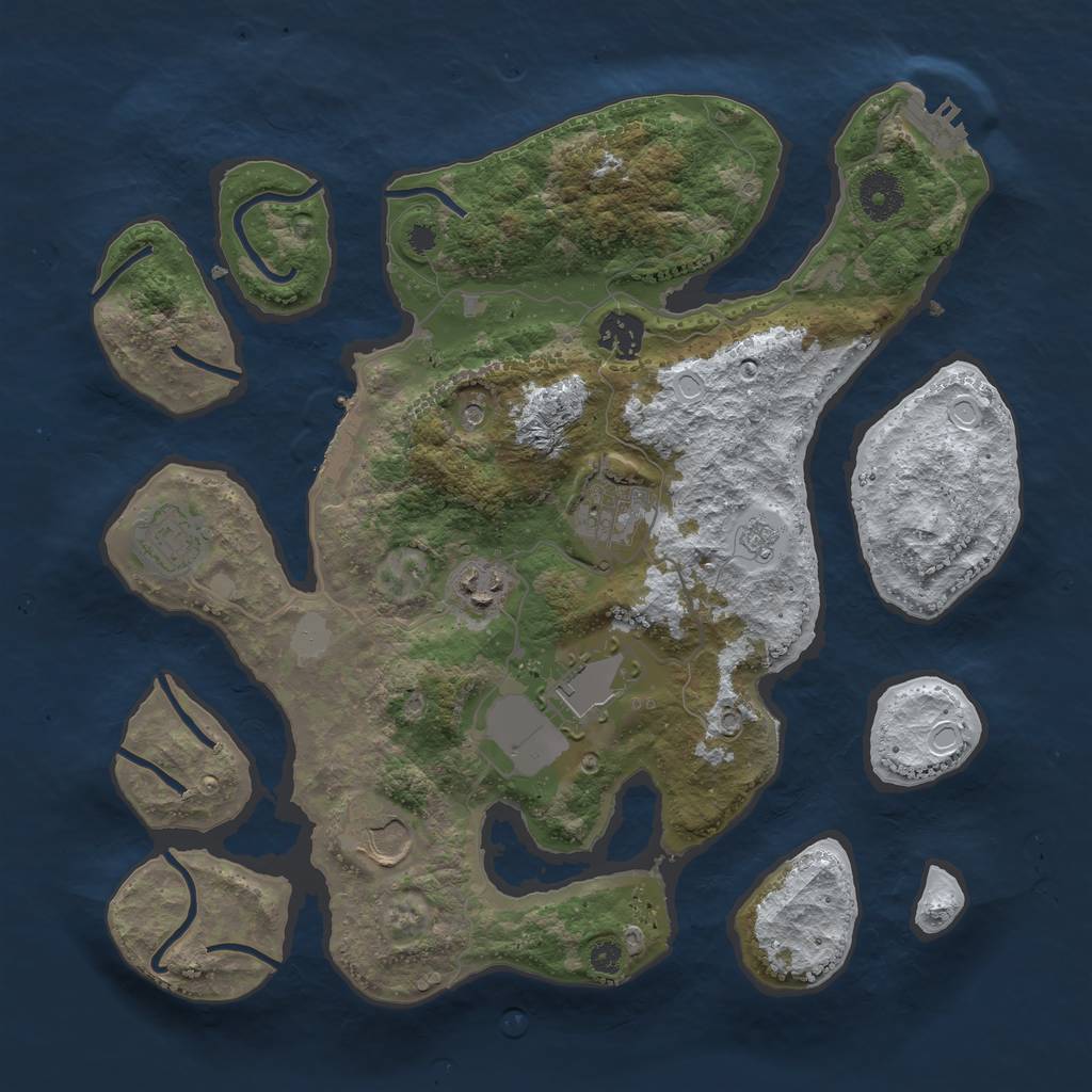Rust Map: Procedural Map, Size: 3500, Seed: 3038213, 15 Monuments