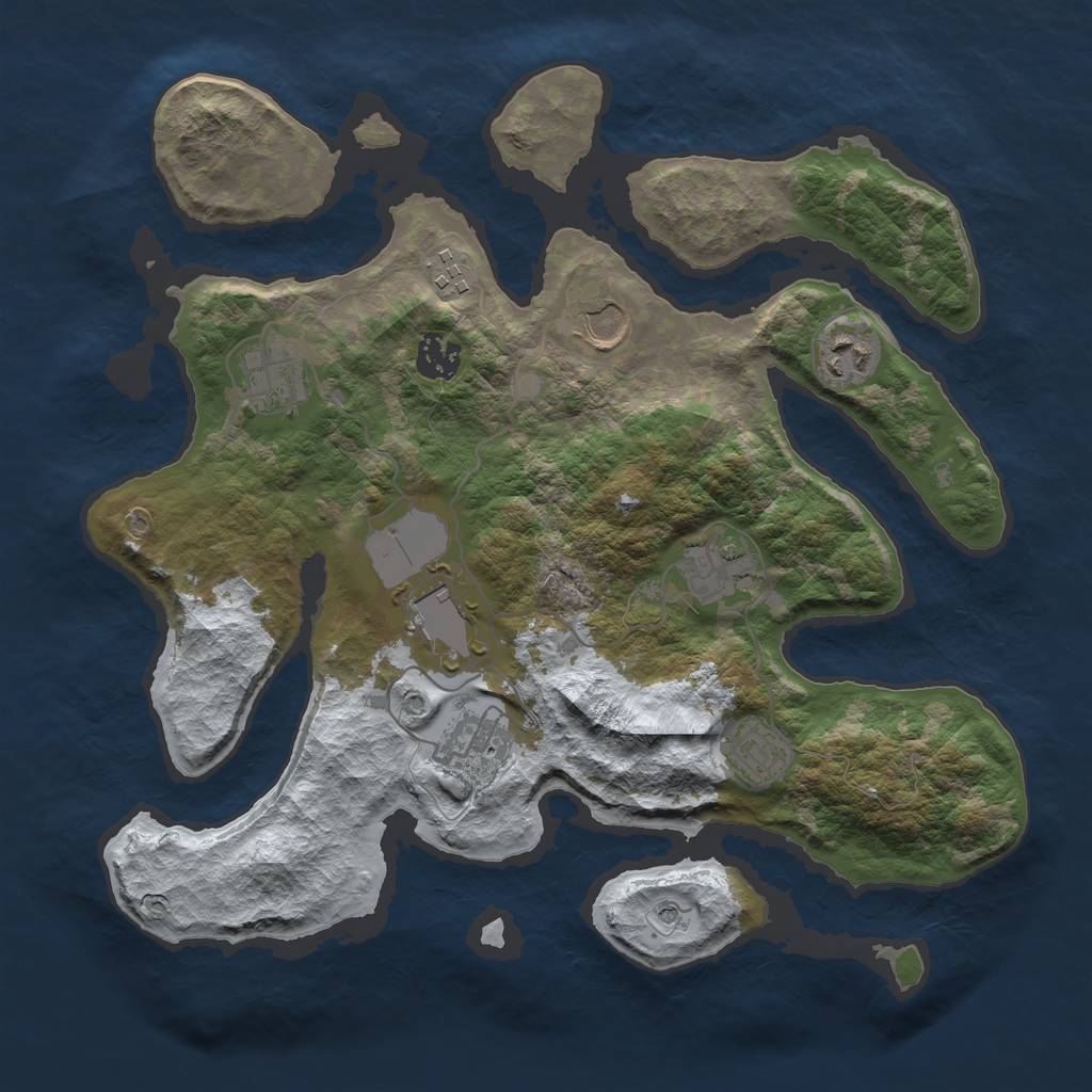 Rust Map: Barren, Size: 3500, Seed: 765501, 12 Monuments