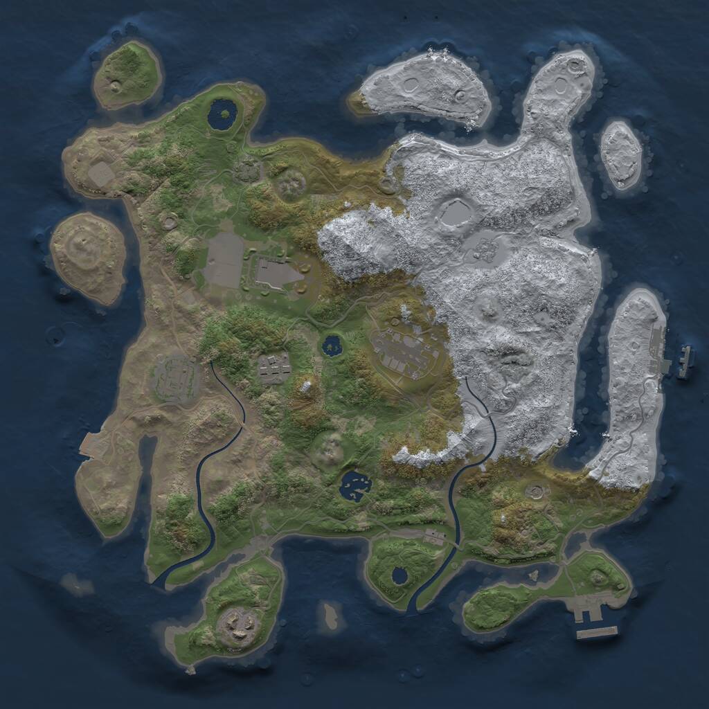 Rust Map: Procedural Map, Size: 3500, Seed: 3039879, 12 Monuments
