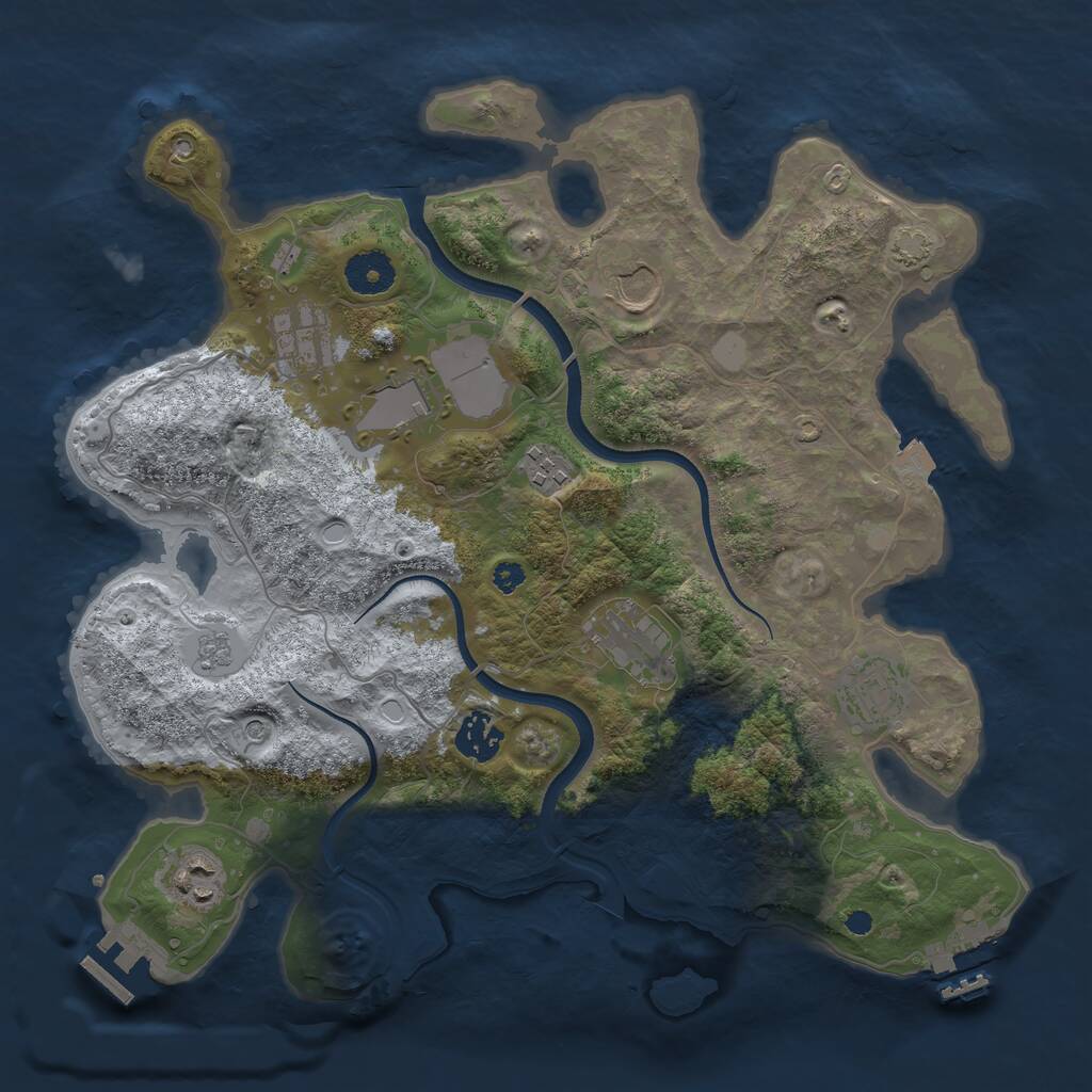 Rust Map: Procedural Map, Size: 3500, Seed: 3980447, 14 Monuments