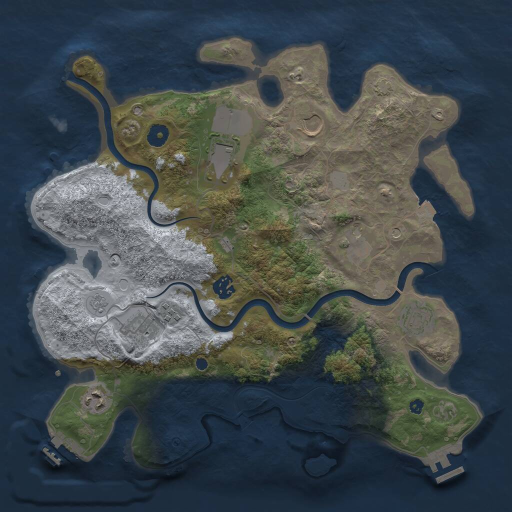 Rust Map: Procedural Map, Size: 3500, Seed: 3980447, 14 Monuments