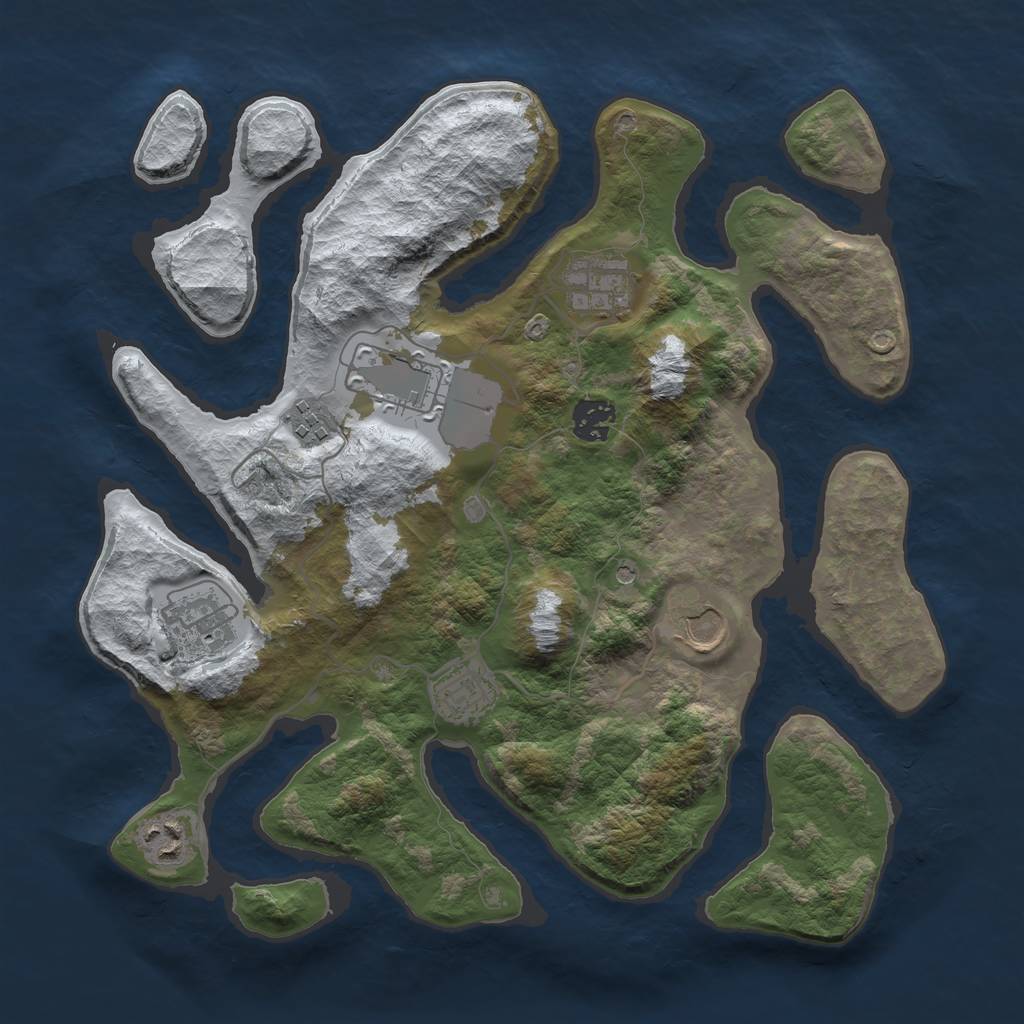 Rust Map: Barren, Size: 3500, Seed: 4839560, 11 Monuments