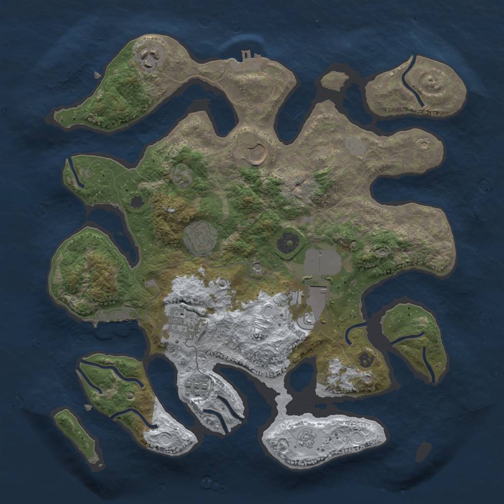 Rust Map: Procedural Map, Size: 3500, Seed: 6073807, 15 Monuments