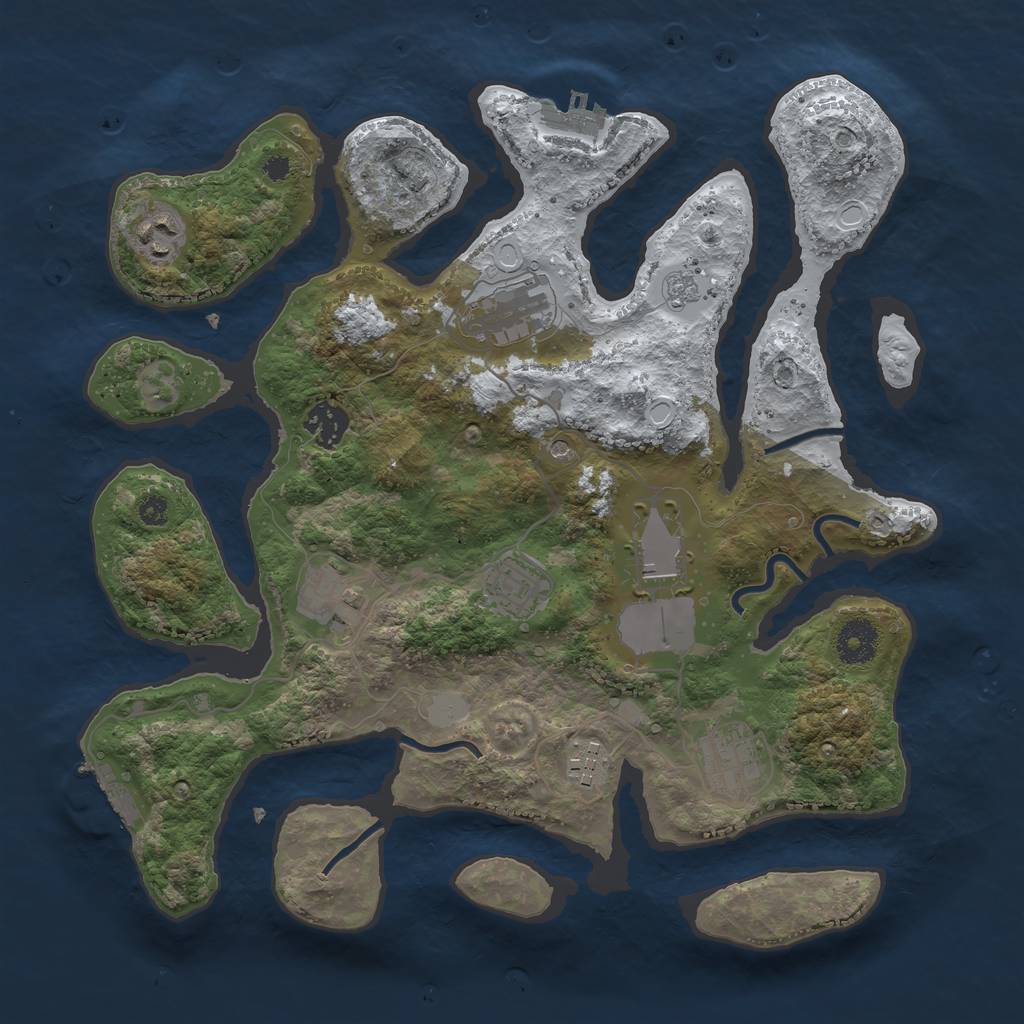 Rust Map: Procedural Map, Size: 3500, Seed: 2949240, 17 Monuments