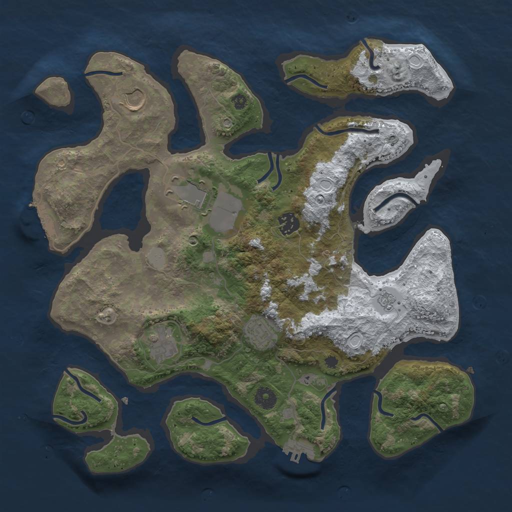 Rust Map: Procedural Map, Size: 3500, Seed: 2689621, 13 Monuments