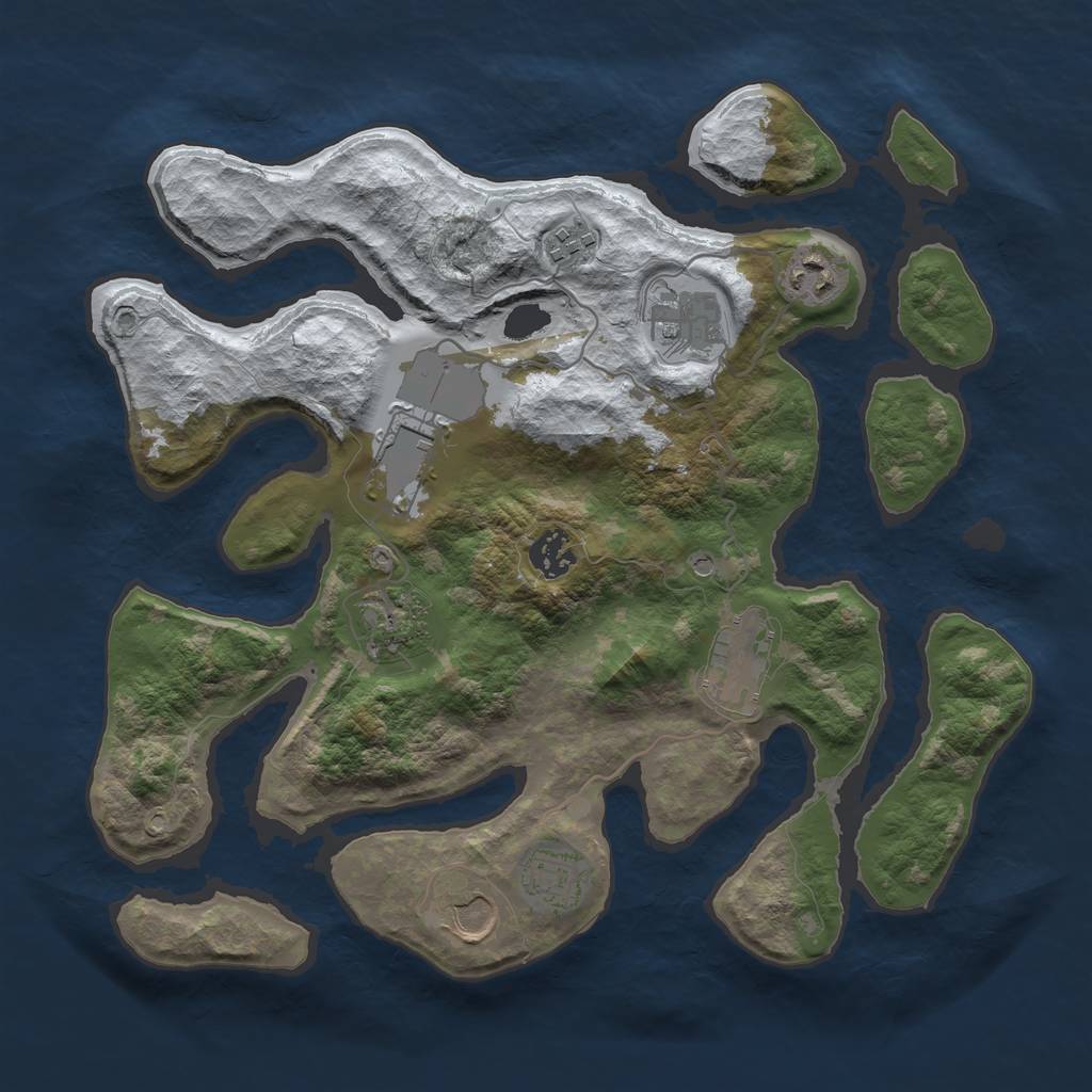 Rust Map: Barren, Size: 3500, Seed: 4554814, 12 Monuments
