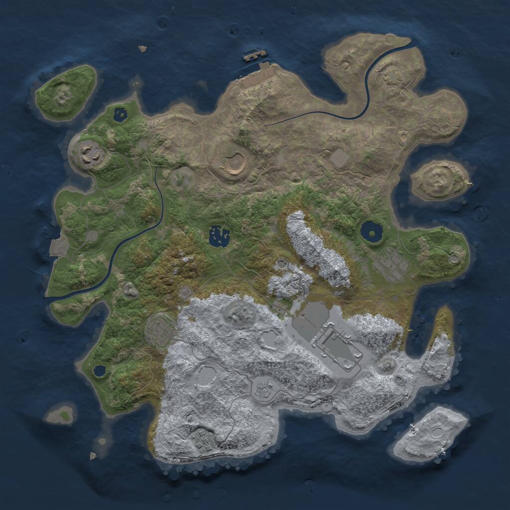 Rust Map: Procedural Map, Size: 3500, Seed: 3421763, 12 Monuments