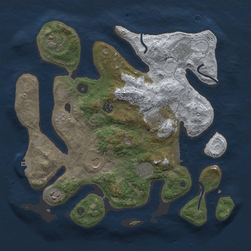 Rust Map: Procedural Map, Size: 3500, Seed: 489976, 17 Monuments