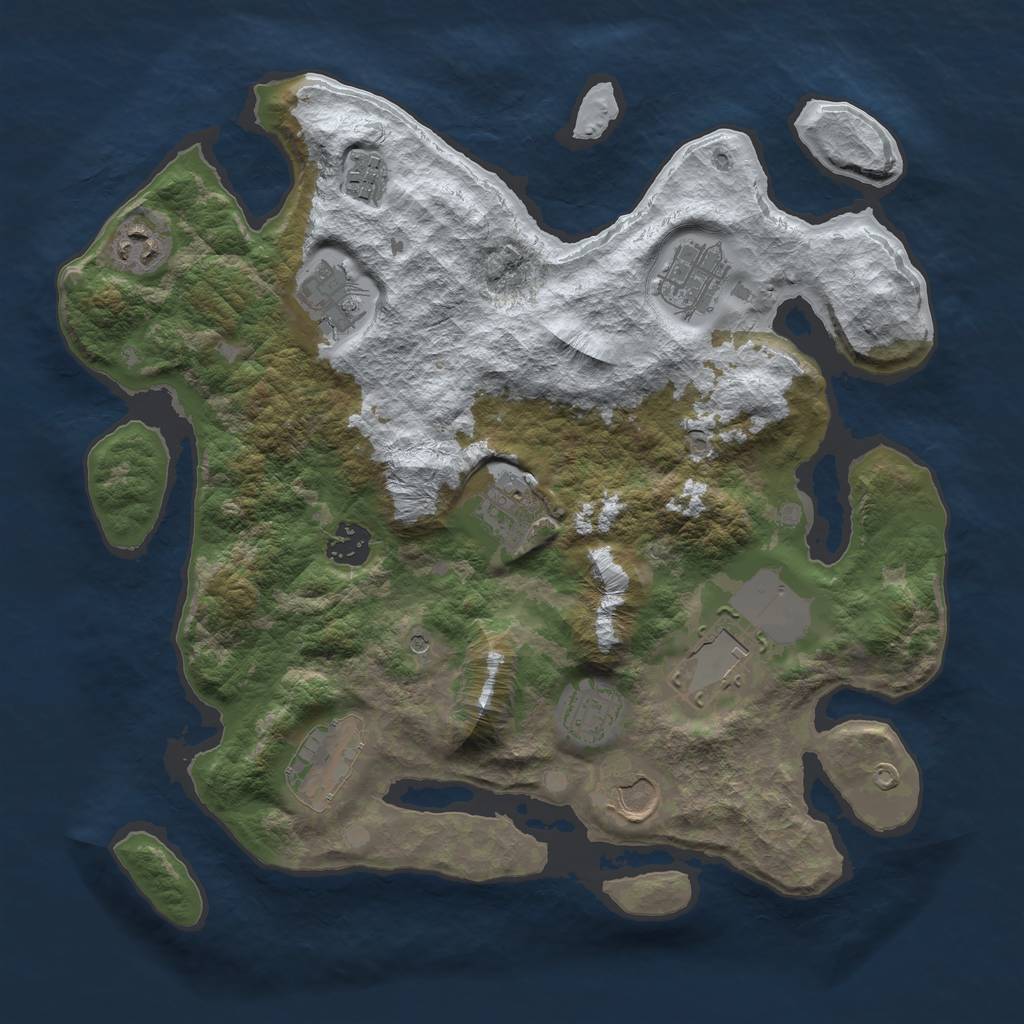 Rust Map: Barren, Size: 3500, Seed: 1305881, 13 Monuments