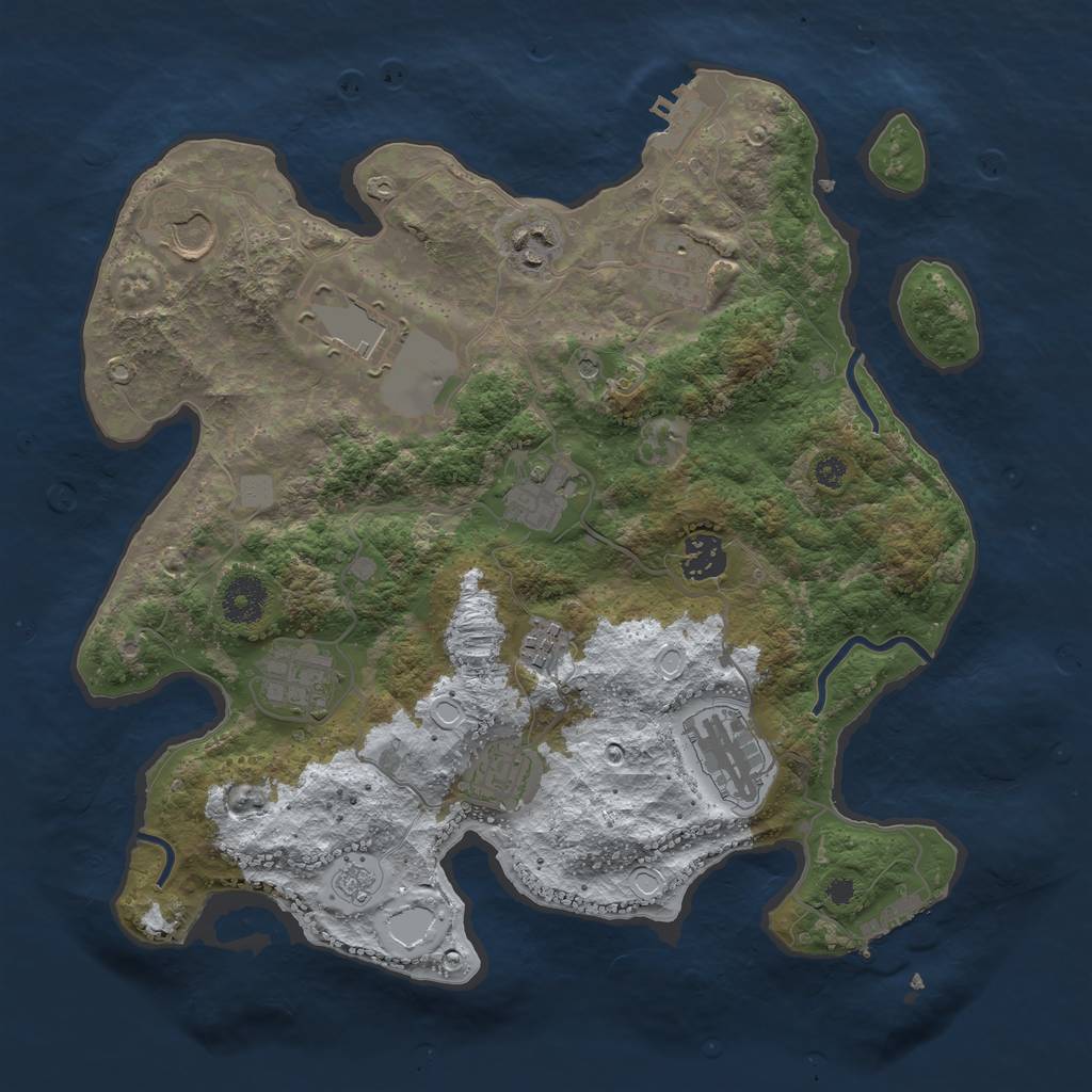 Rust Map: Procedural Map, Size: 3500, Seed: 3804772, 19 Monuments