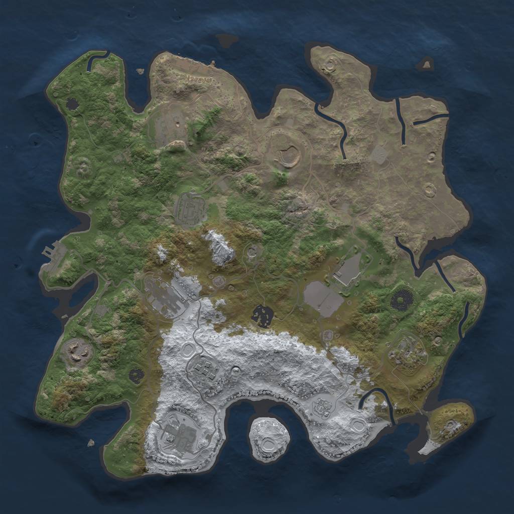 Rust Map: Procedural Map, Size: 3500, Seed: 1247611, 19 Monuments