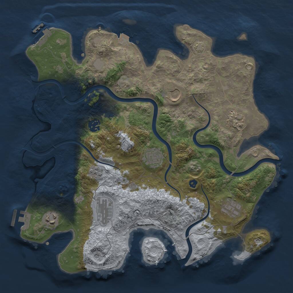 Rust Map: Procedural Map, Size: 3500, Seed: 1247611, 13 Monuments