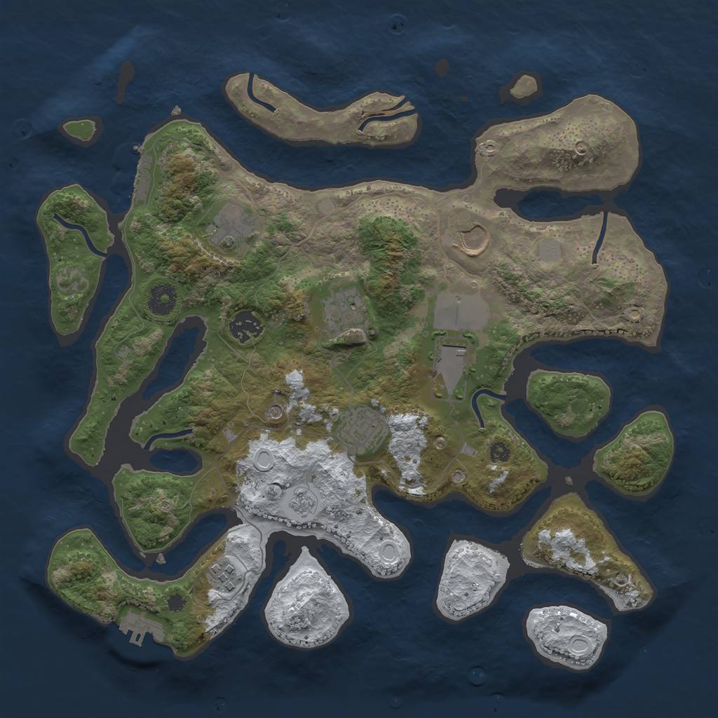 Rust Map: Procedural Map, Size: 3500, Seed: 3563884, 16 Monuments