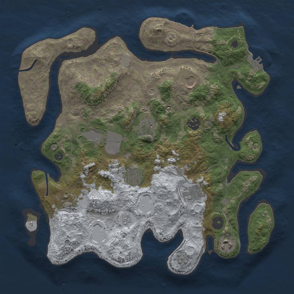 Rust Map: Procedural Map, Size: 3500, Seed: 1617249, 18 Monuments