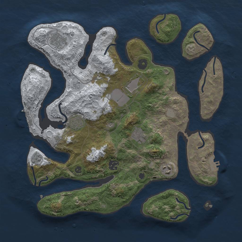 Rust Map: Procedural Map, Size: 3500, Seed: 854022, 16 Monuments