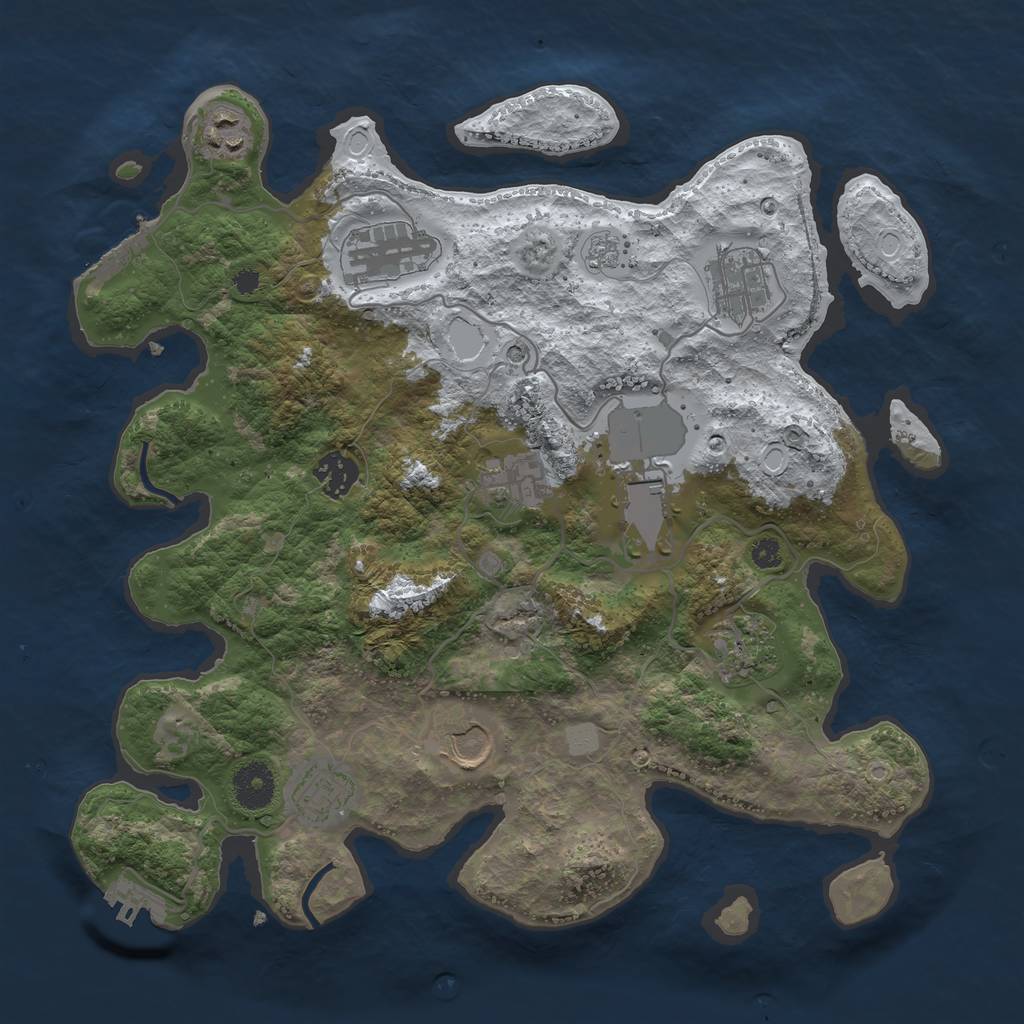 Rust Map: Procedural Map, Size: 3500, Seed: 1921882, 18 Monuments