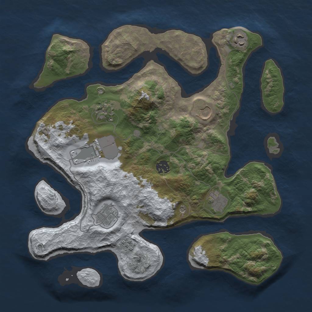 Rust Map: Barren, Size: 3500, Seed: 3152067, 11 Monuments