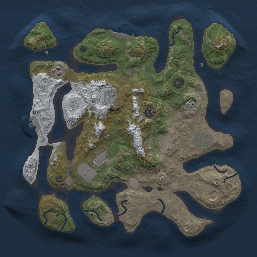 Rust Map: Procedural Map, Size: 3500, Seed: 3564835, 16 Monuments
