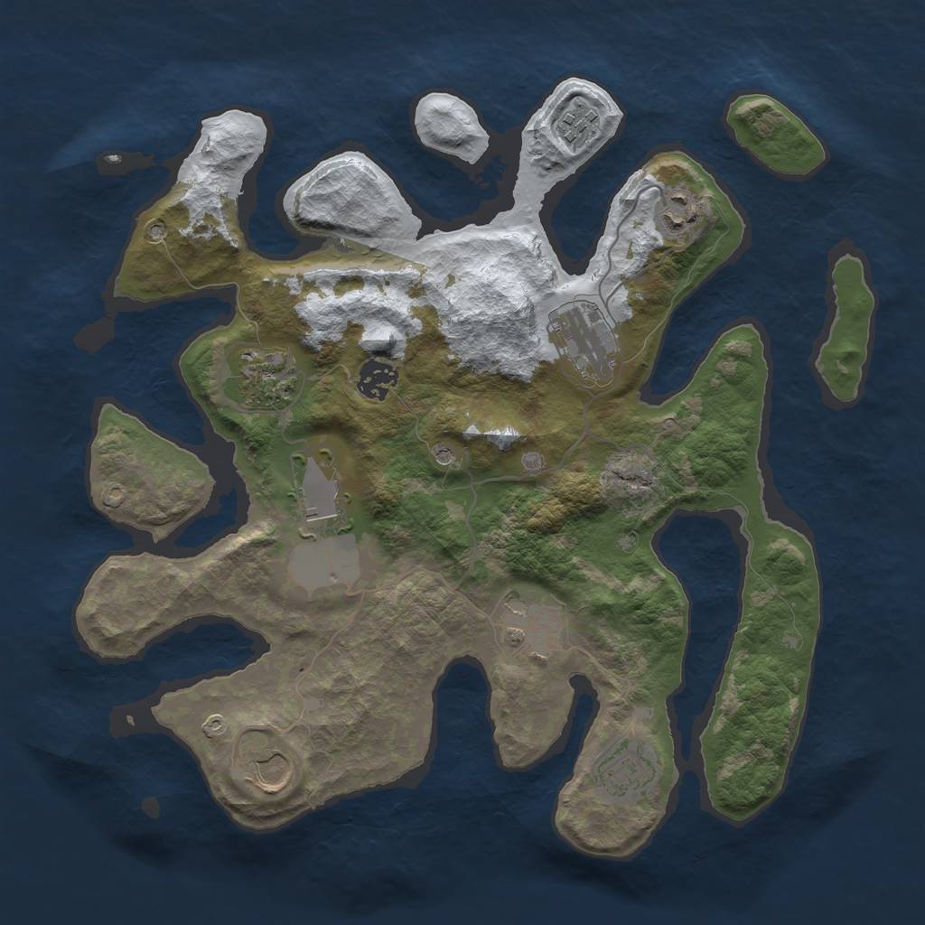 Rust Map: Barren, Size: 3500, Seed: 1988049, 12 Monuments