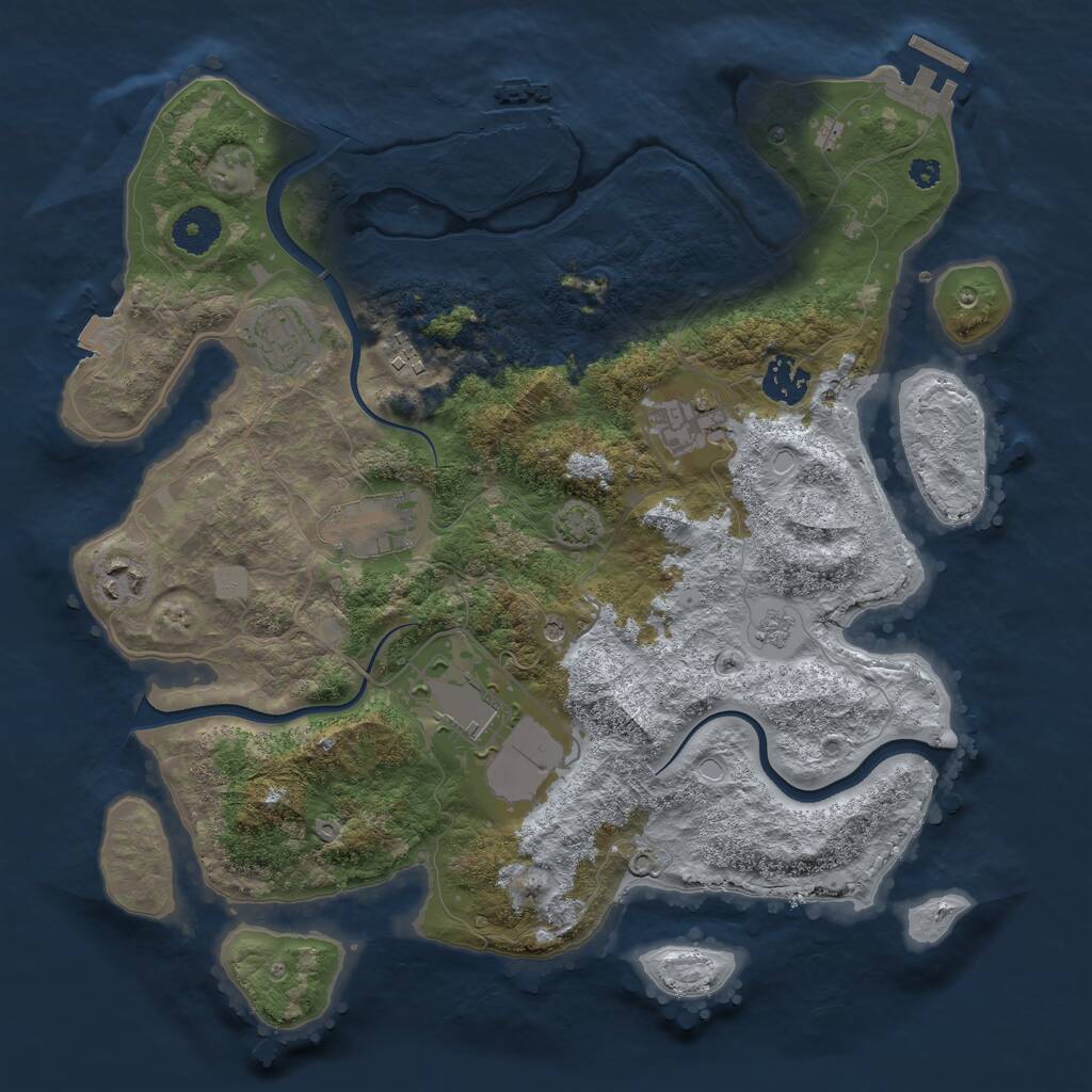 Rust Map: Procedural Map, Size: 3500, Seed: 935663, 13 Monuments
