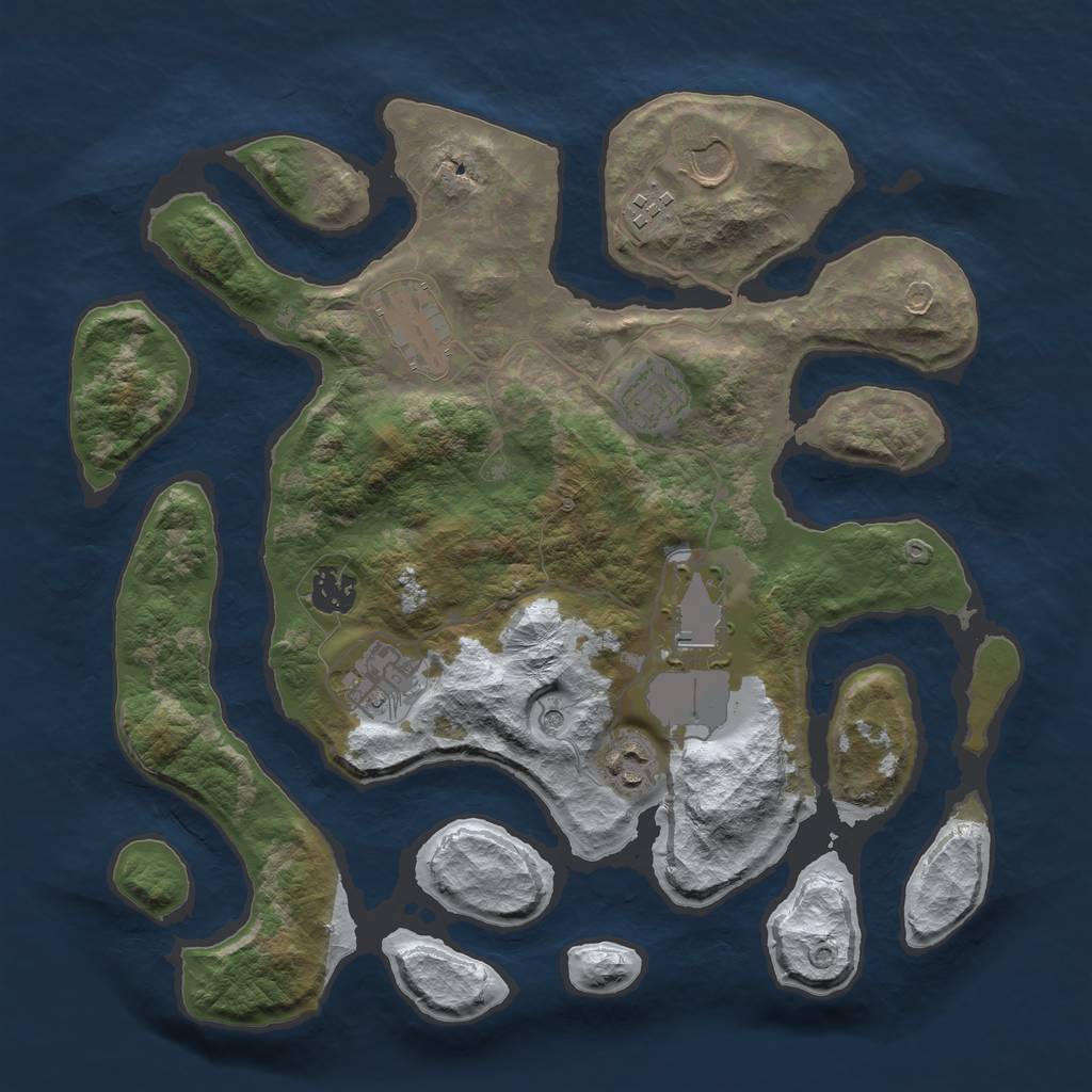 Rust Map: Barren, Size: 3500, Seed: 4552244, 11 Monuments