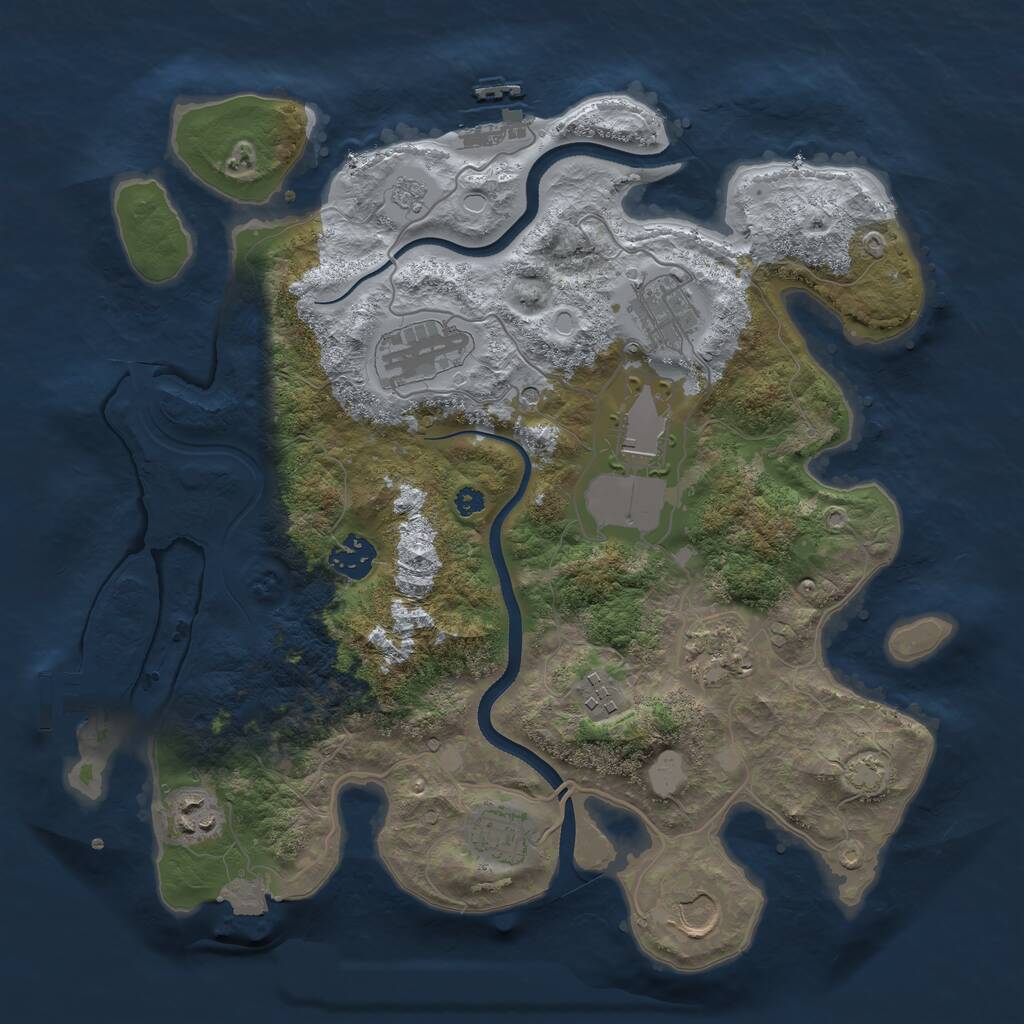 Rust Map: Procedural Map, Size: 3500, Seed: 1255513, 15 Monuments