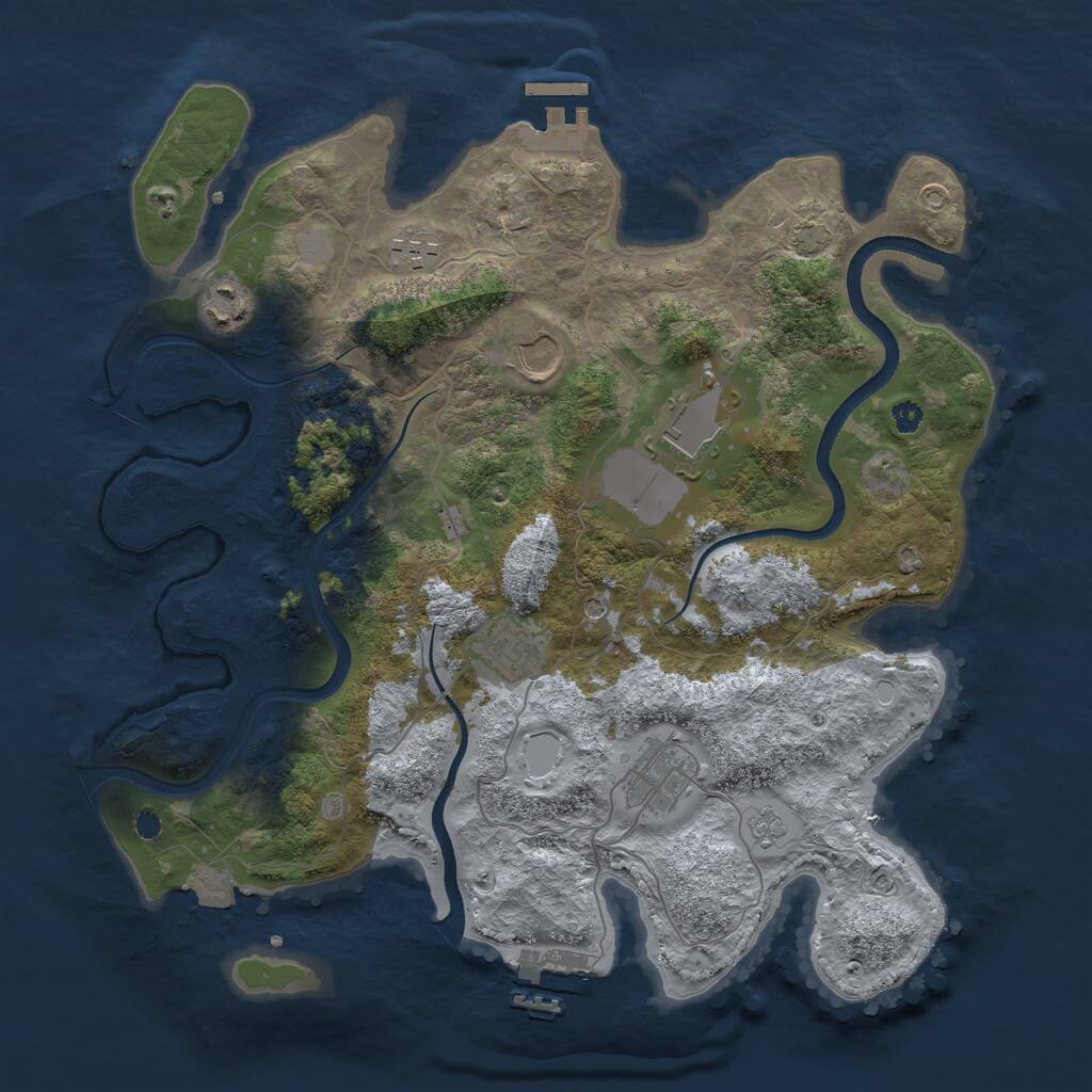 Rust Map: Procedural Map, Size: 3500, Seed: 1141935, 12 Monuments