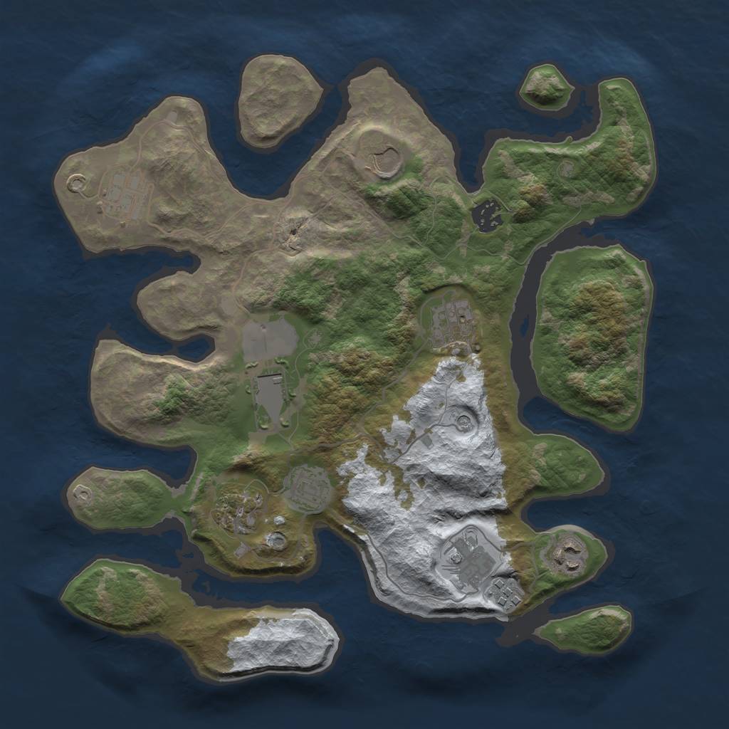 Rust Map: Barren, Size: 3500, Seed: 1397389, 13 Monuments
