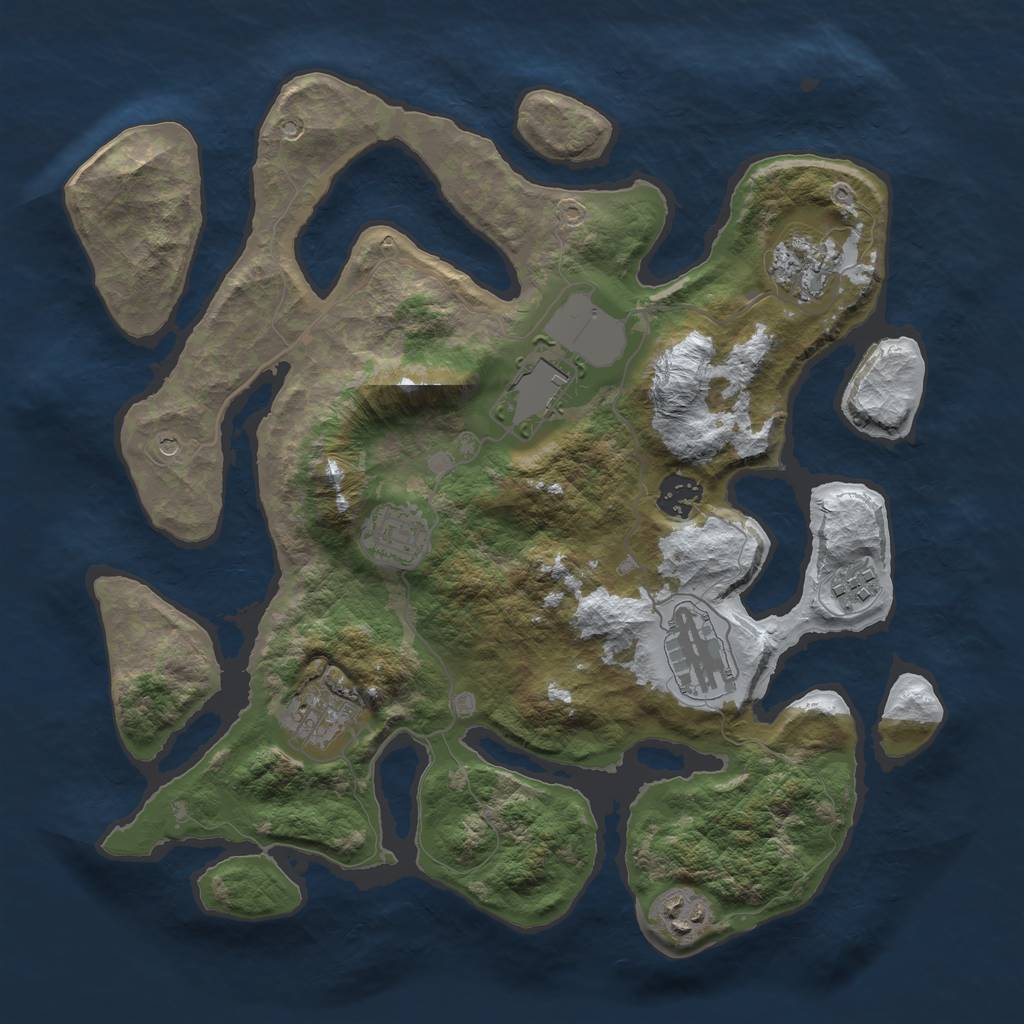 Rust Map: Barren, Size: 3500, Seed: 1863656, 11 Monuments