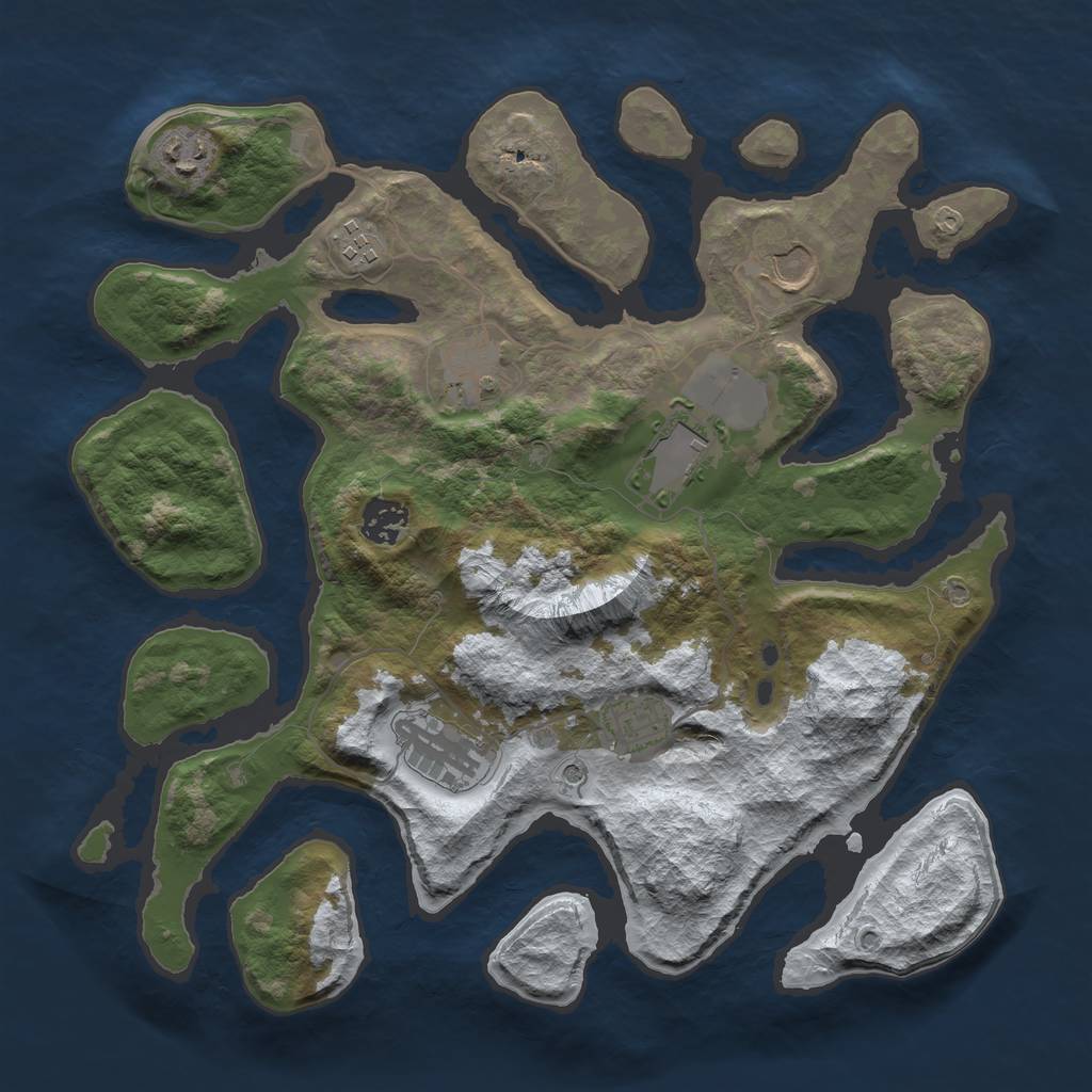 Rust Map: Barren, Size: 3500, Seed: 250918, 11 Monuments