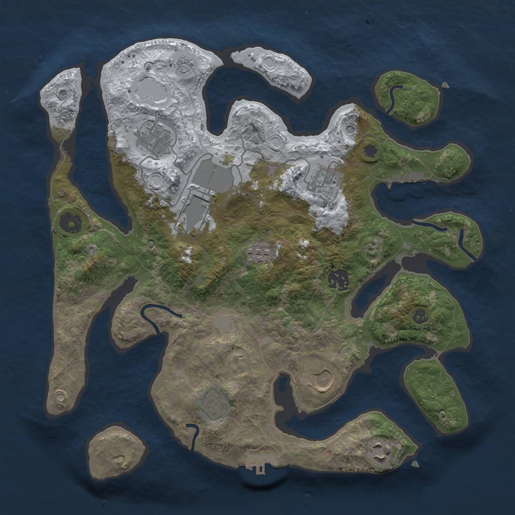 Rust Map: Procedural Map, Size: 3500, Seed: 1194506, 17 Monuments