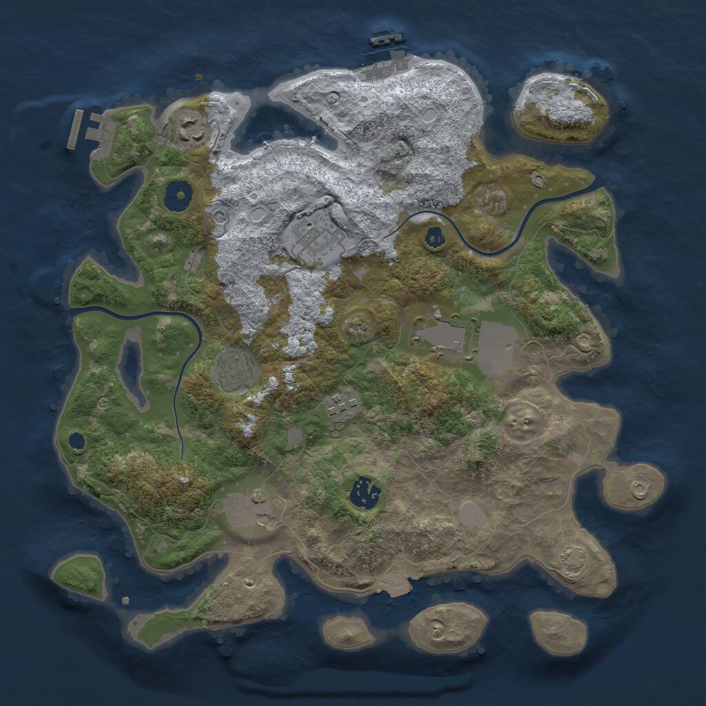 Rust Map: Procedural Map, Size: 3500, Seed: 5549654, 12 Monuments
