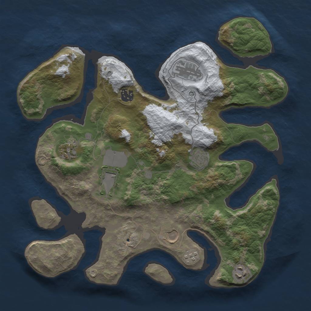 Rust Map: Barren, Size: 3500, Seed: 488832, 11 Monuments