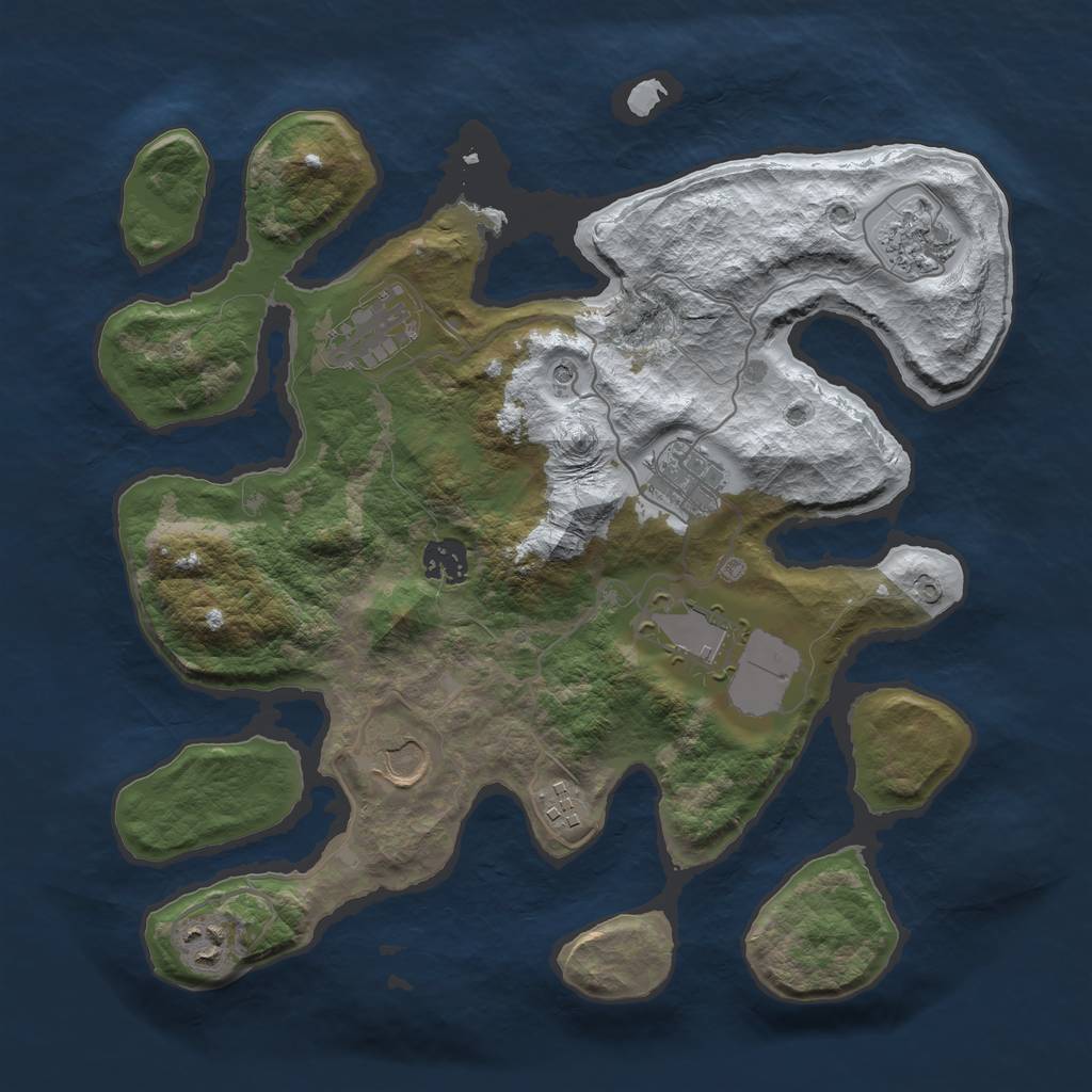 Rust Map: Barren, Size: 3500, Seed: 5308760, 11 Monuments
