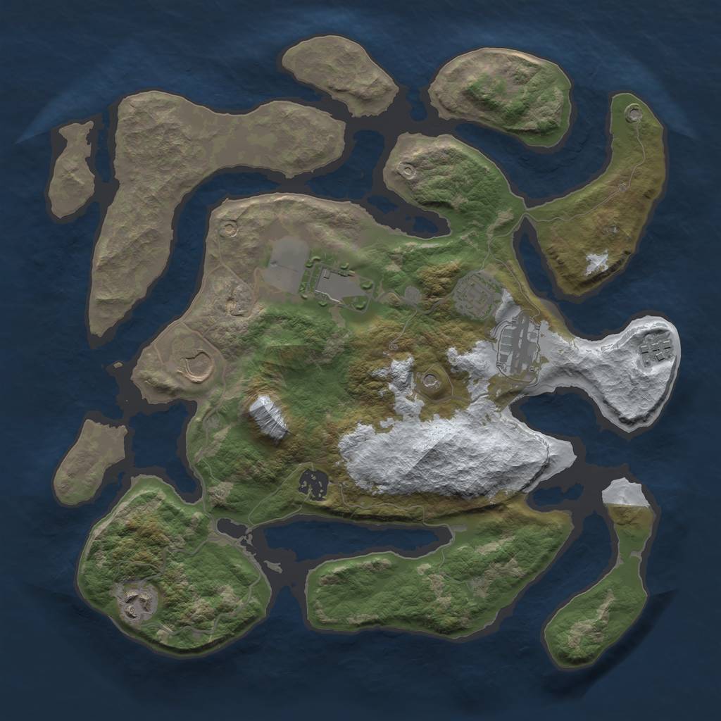 Rust Map: Barren, Size: 3500, Seed: 478648, 10 Monuments