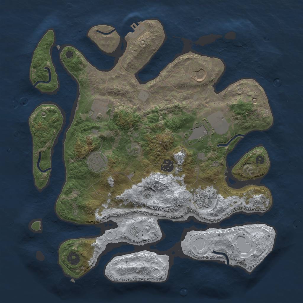 Rust Map: Procedural Map, Size: 3500, Seed: 3323140, 14 Monuments