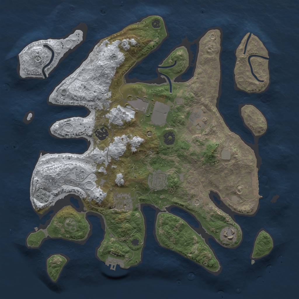 Rust Map: Procedural Map, Size: 3500, Seed: 4436975, 16 Monuments