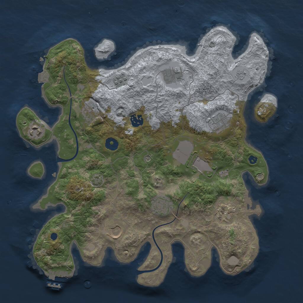 Rust Map: Procedural Map, Size: 3500, Seed: 3709682, 15 Monuments