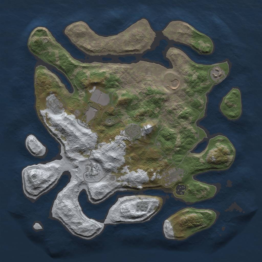 Rust Map: Barren, Size: 3700, Seed: 241412959, 12 Monuments