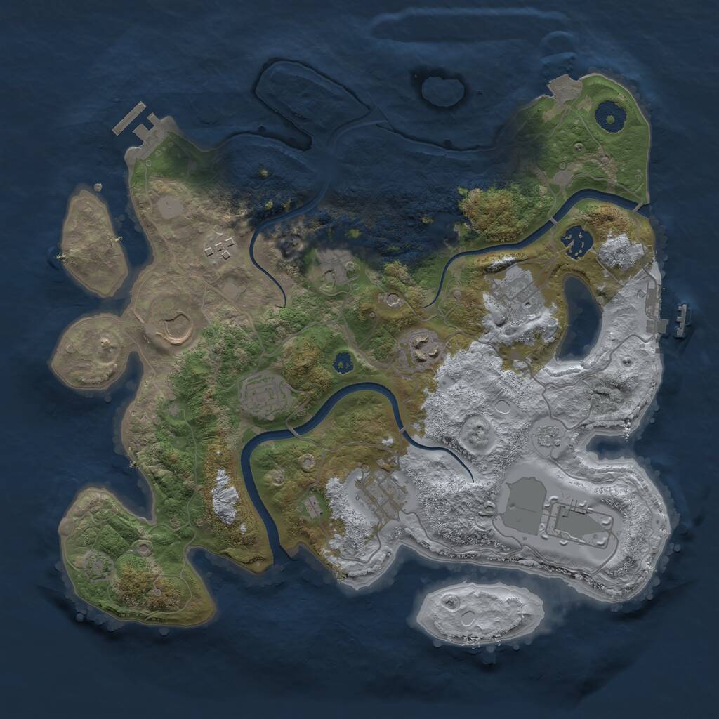 Rust Map: Procedural Map, Size: 3500, Seed: 2462711, 15 Monuments
