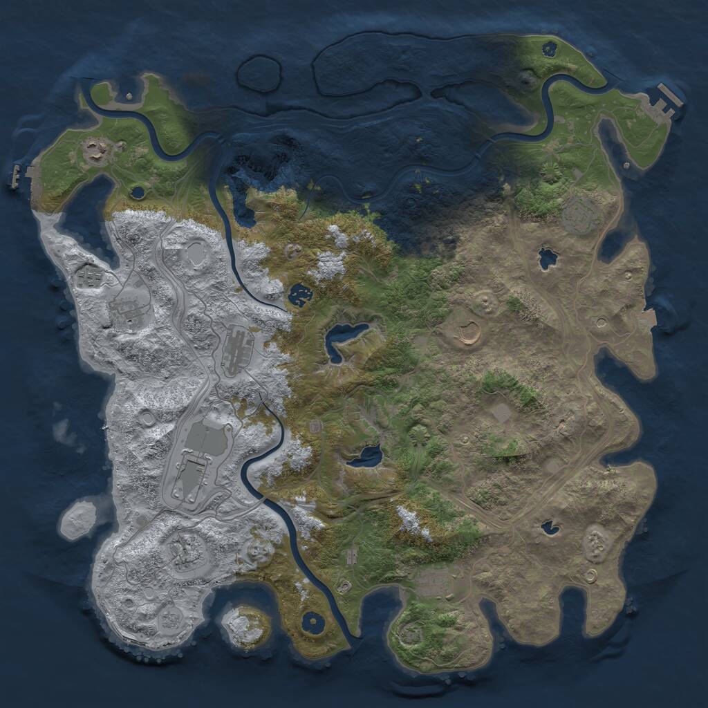 Rust Map: Procedural Map, Size: 4666, Seed: 100, 16 Monuments