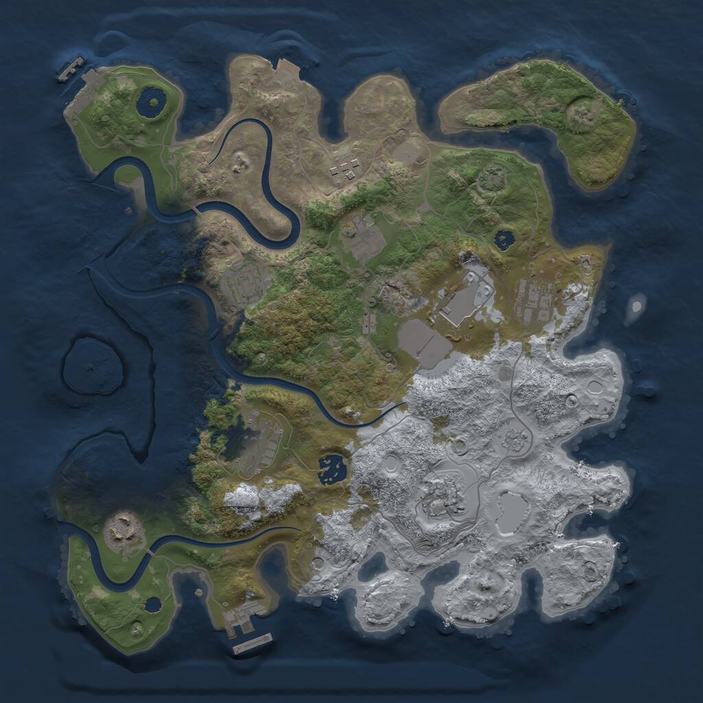 Rust Map: Procedural Map, Size: 3500, Seed: 869993, 15 Monuments