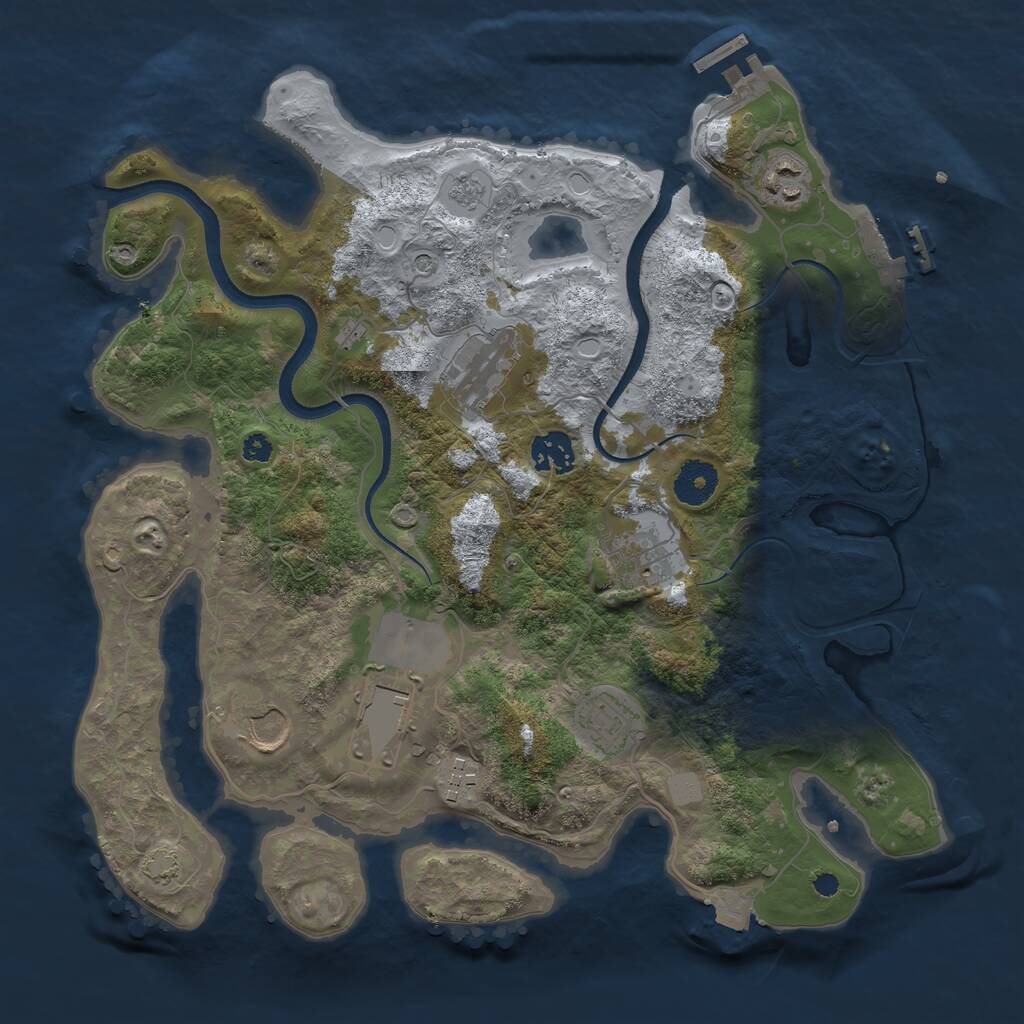 Rust Map: Procedural Map, Size: 3500, Seed: 434939, 14 Monuments